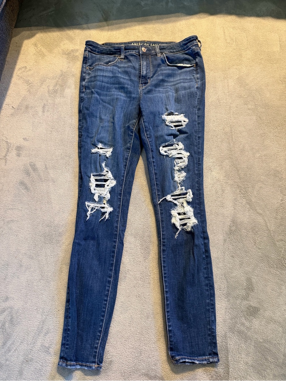 American Eagle Outfitters Blue Ripped Skinny Jeans